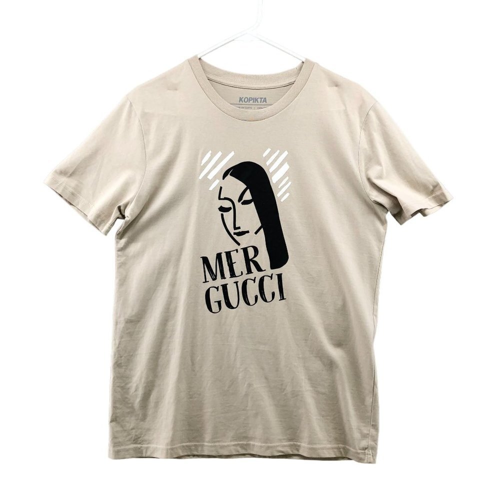 Beige MER GUCCI Graphic Short Sleeve Tee – Women’s Crew Neck